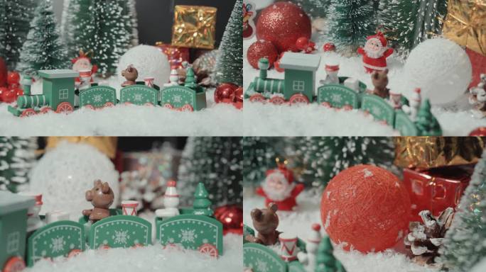 4K圣诞节下雪场景创意实拍素材