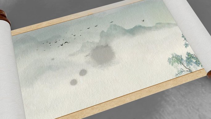 原创大气水墨卷轴中国风片头展示