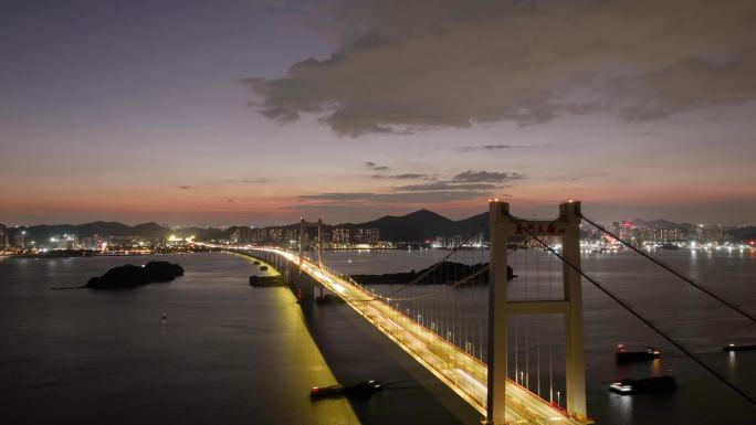 4K 广东虎门大桥日落夜景车流延时