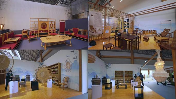 国际竹产业展览中心里的家具、摆件、装饰品
