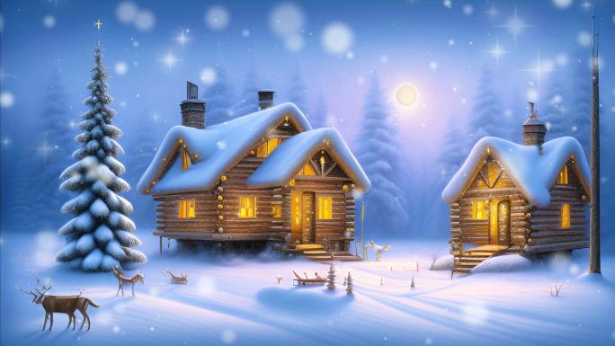 平安夜圣诞下雪唯美动态背景