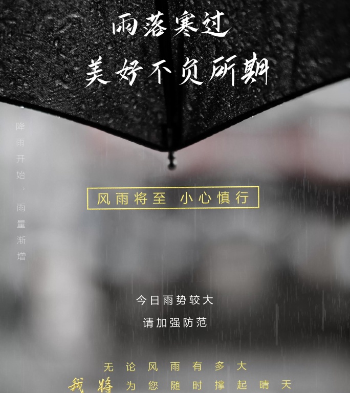 下雨提醒雨天注意出行动态竖版海报地产广告