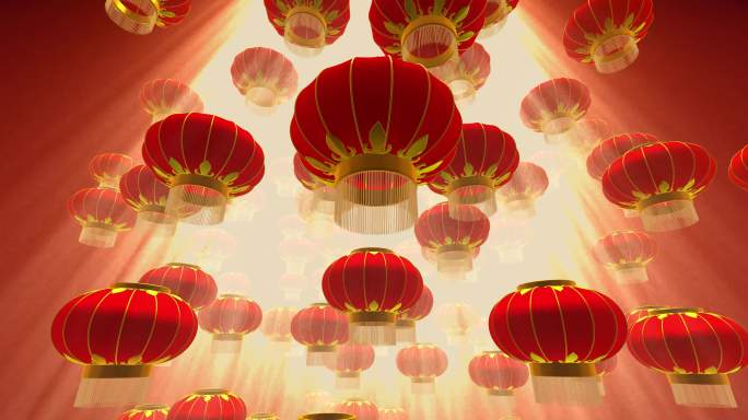 元旦春节年会喜庆红灯笼舞美背景视频素材