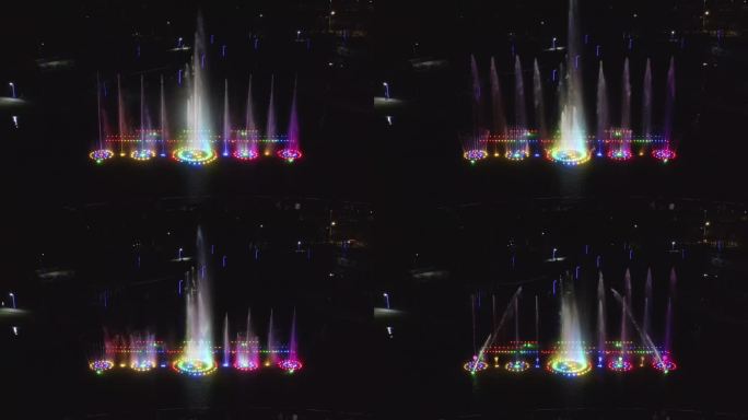 航拍音乐喷泉 灯光秀