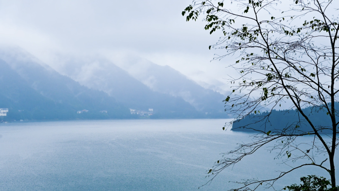 唯美意境远山湖泊雅大气风光背景素材