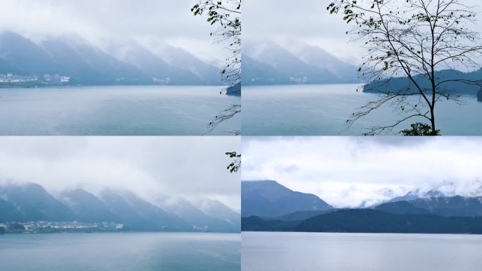 唯美意境远山湖泊雅大气风光背景素材