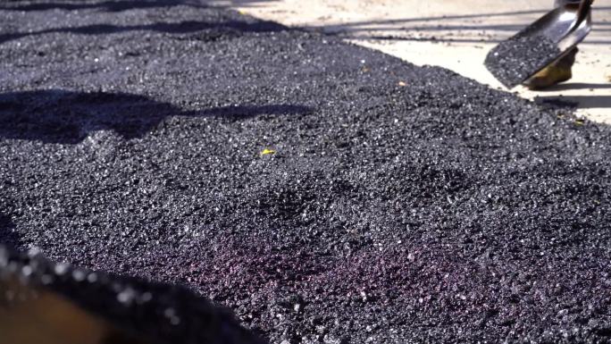 修路沥青铺路慢镜头