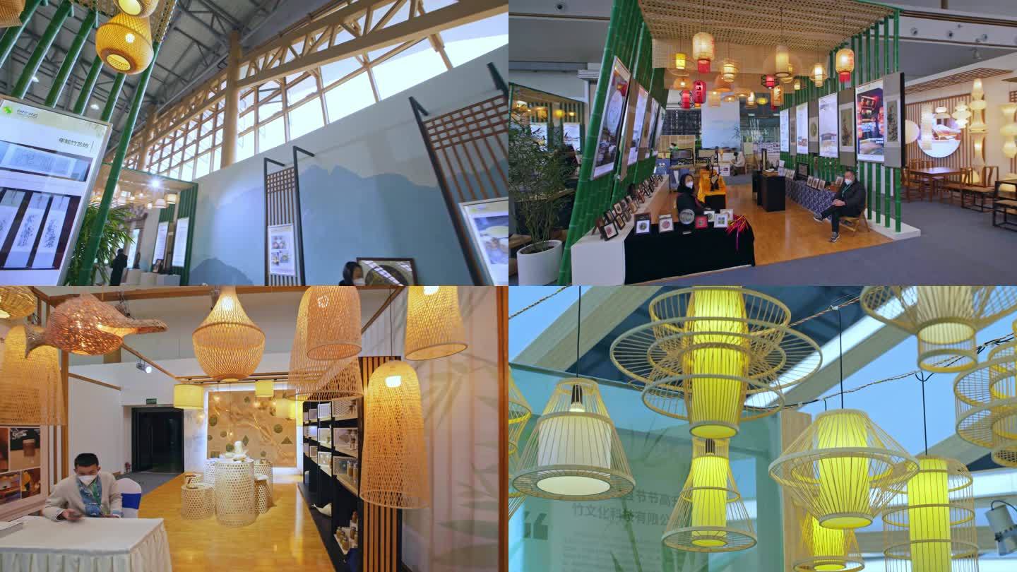 国际竹产业展览中心里的竹编灯具
