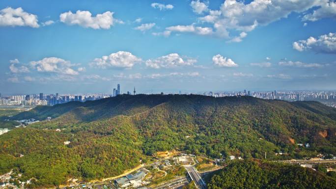 秋天岳麓山航拍延时