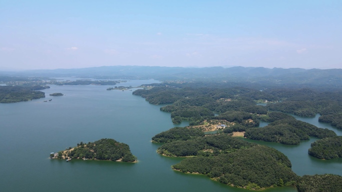 4K绝美航拍湖景，湖北松滋洈水风景区湖景