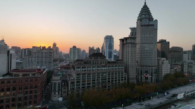 4K原素材-航拍上海外滩华融大厦