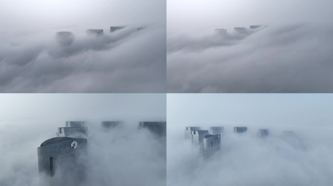【4K】山东烟台城市平流雾航拍合集