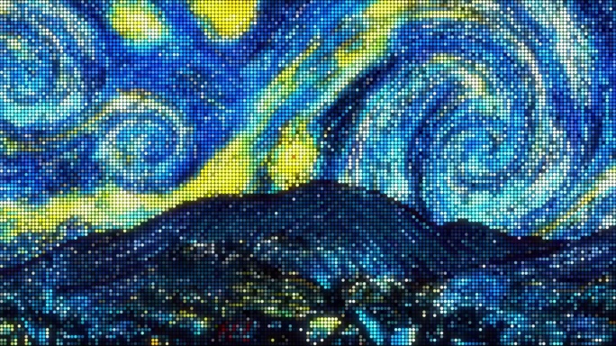 梵高星空像素闪烁星光
