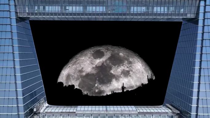 月亮穿过环球金融中心