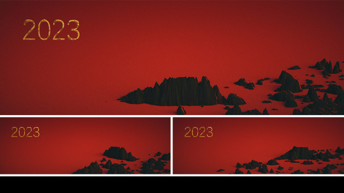【宽屏时尚背景】2023国潮红黑山水传统