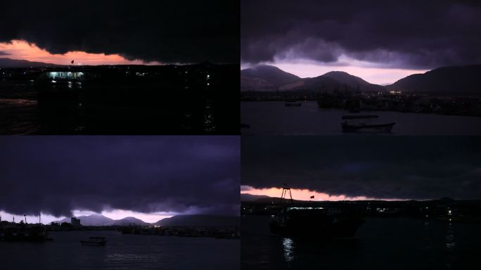 海南岛疍民渔港黎明 云层下行船 合集