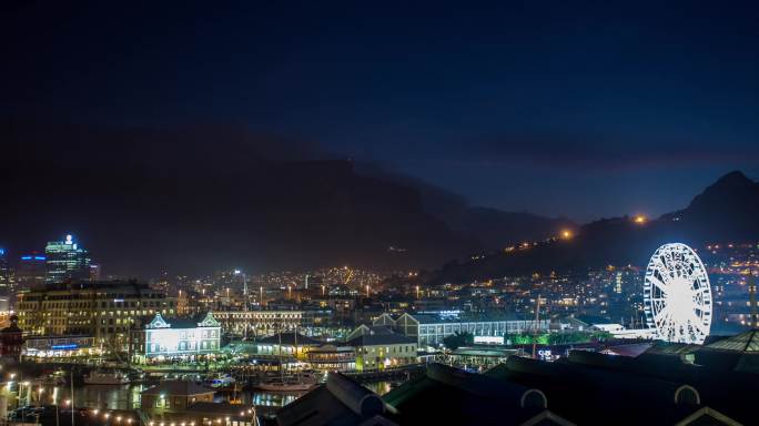 南非开普敦桌山夜景