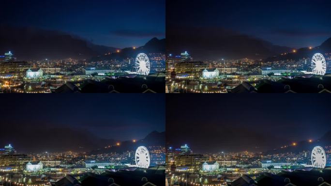 南非开普敦桌山夜景