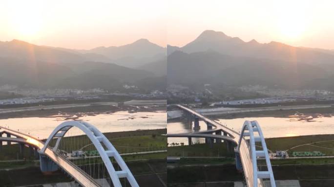 高清竖屏环绕航拍桂平大藤峡枢纽交通桥