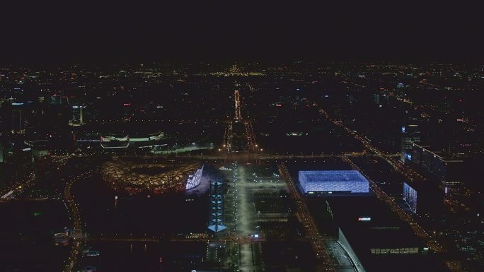 冬奥会鸟巢冰立方夜景