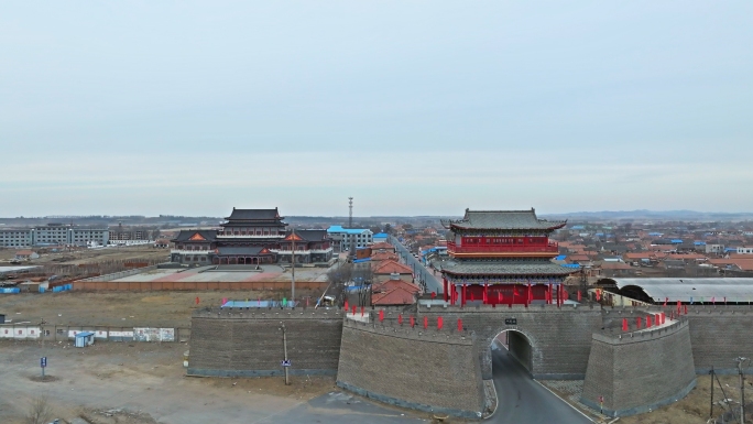 航拍开原市 古城迎恩门