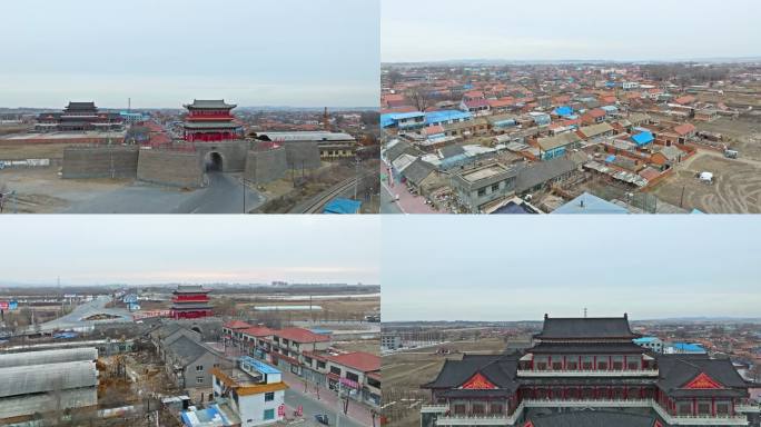 航拍开原市 古城迎恩门