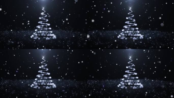 【4K】白色雪花圣诞树01