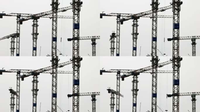 大型建筑工地富山工业园塔吊特写