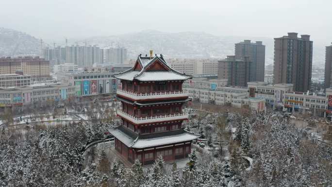 崇信县公刘园雪景精修调色