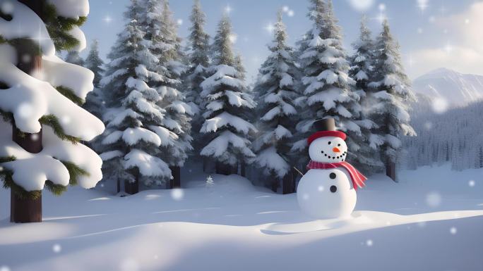 雪人雪花雪地圣诞动态背景