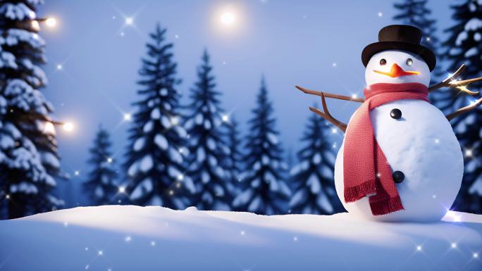 【18元】雪人圣诞树星光动态背景