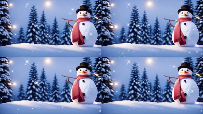 【18元】雪人圣诞树星光动态背景