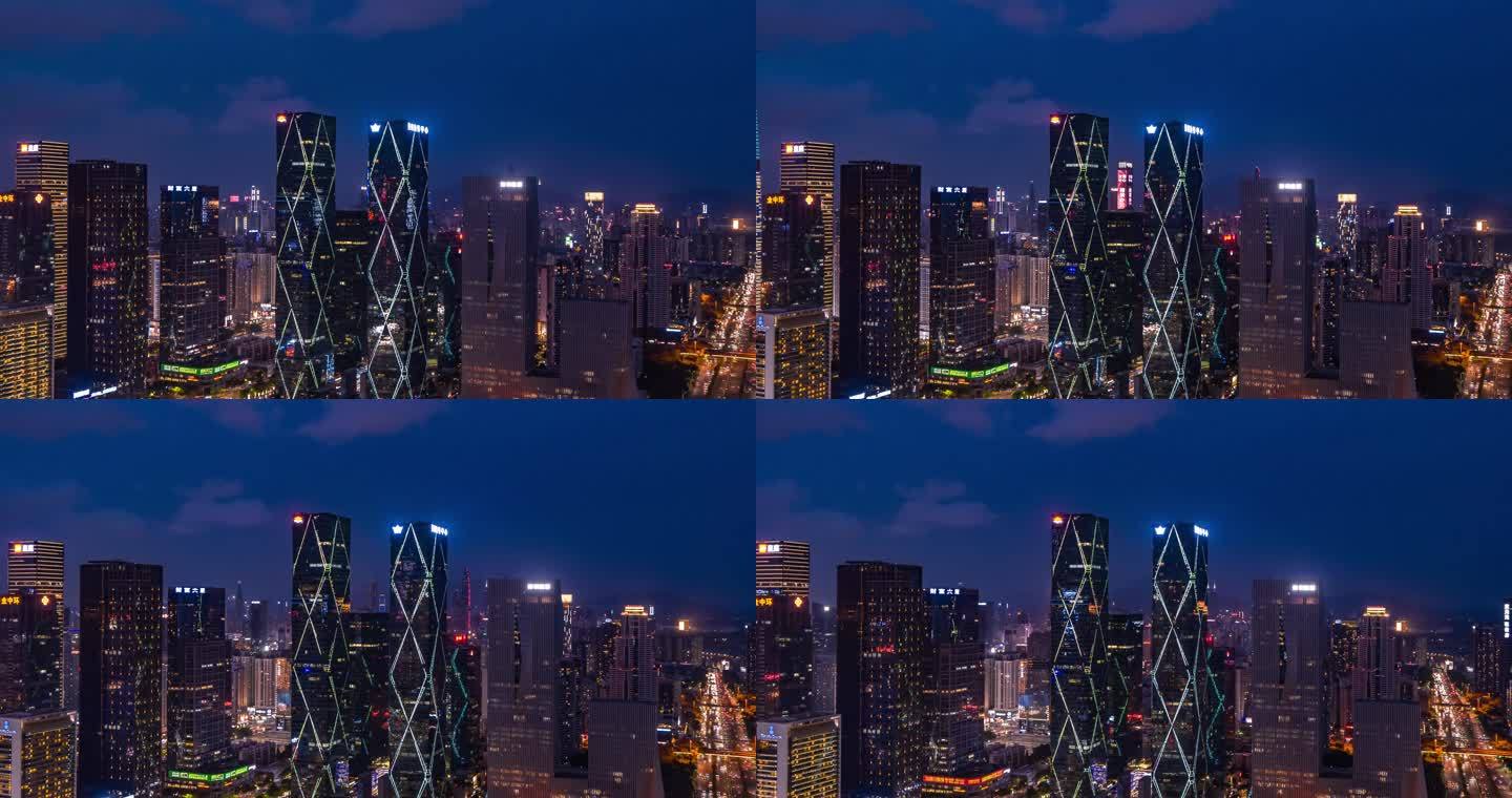 深圳 皇岗商务中心 夜景 航拍 财富大厦