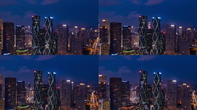深圳 皇岗商务中心 夜景 航拍 财富大厦