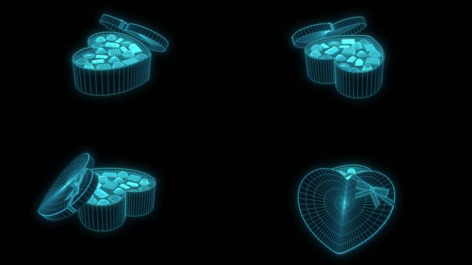 蓝色全息巧克力礼盒【带通道】