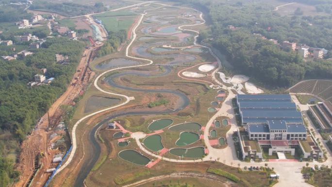 4K航拍桂平南木江副坝沿岸风光H