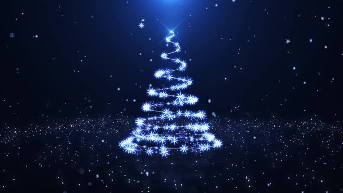 【4K】蓝色雪花圣诞树