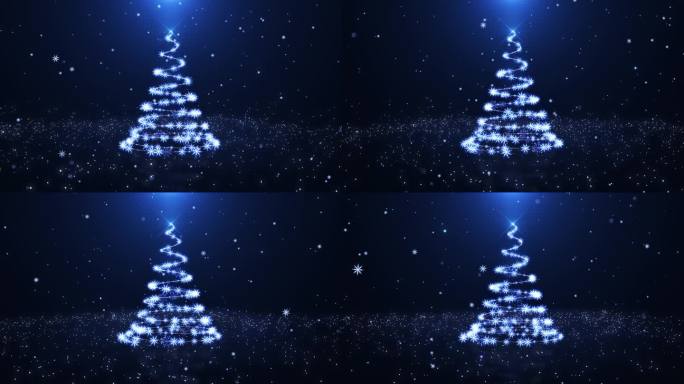 【4K】蓝色雪花圣诞树