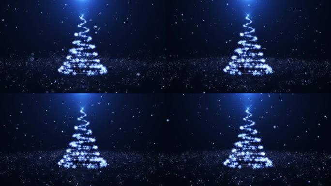 【4K】蓝色雪花圣诞树01