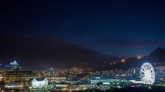 南非开普敦桌山夜景