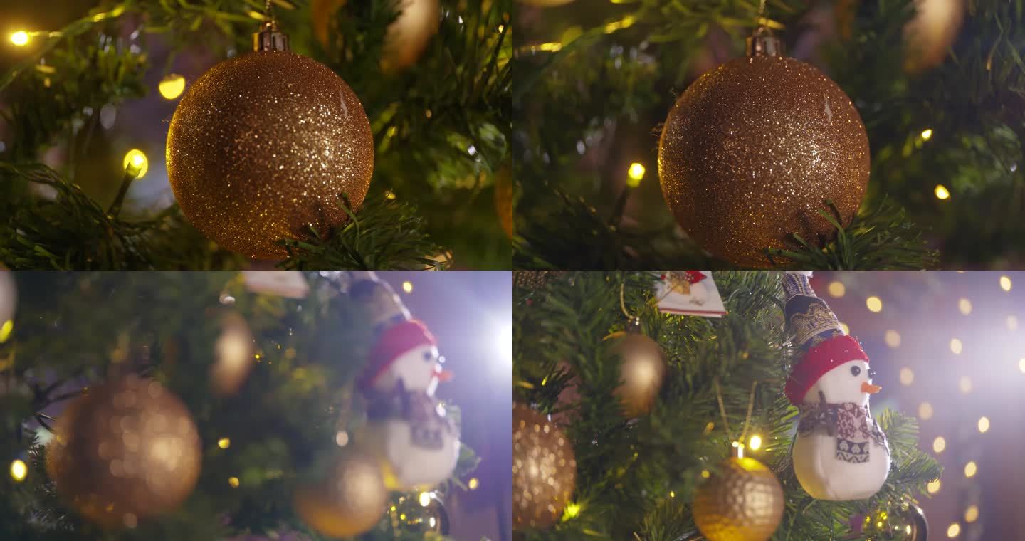 唯美欧美圣诞节氛围装扮布置水晶球铃铛雪人