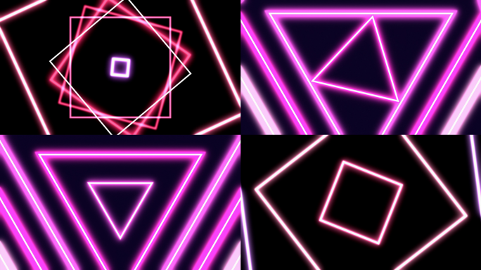 【4K】5组循环粉色几何线条背景视频