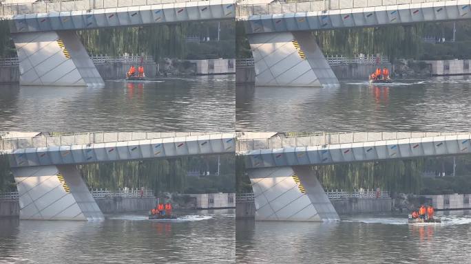 山东济南：小清河上的垃圾打捞船