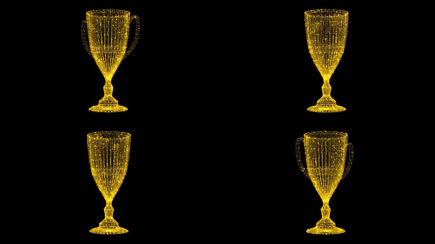 4K透明通道金色粒子奖杯素材