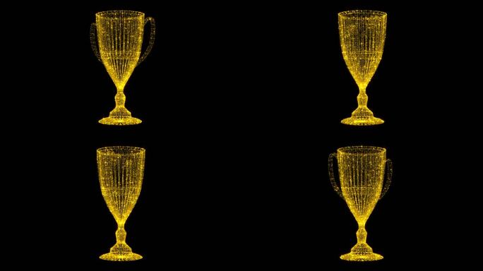 4K透明通道金色粒子奖杯素材
