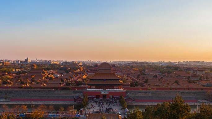 黄昏故宫博物馆神武门全景