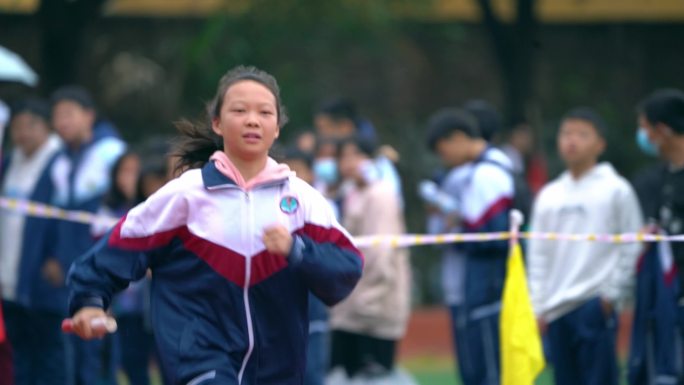 学生短跑赛跑接力赛升格素材