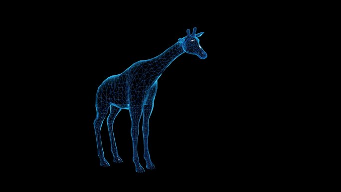 蓝色科技线条长颈鹿透明通道素材