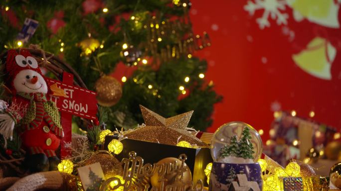 唯美欧美圣诞节氛围圣诞客厅装扮布置水晶球