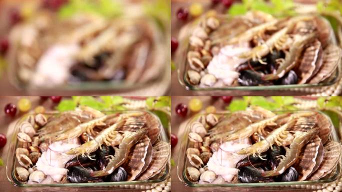 海虹大虾章鱼扇贝各种海鲜食材